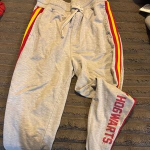 Warner Bros. Hogwarts Gray Joggers with Red and Yellow Stripes